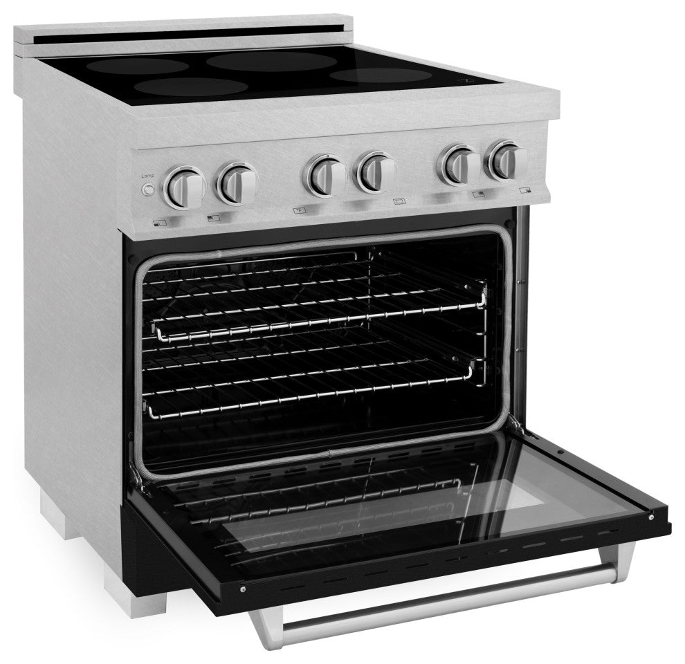 ZLINE 30" Induction Range, DuraSnow With a Black Matte Door RAINDS-BLM-30