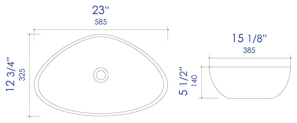 White 23" Fancy Above Mount Ceramic Sink