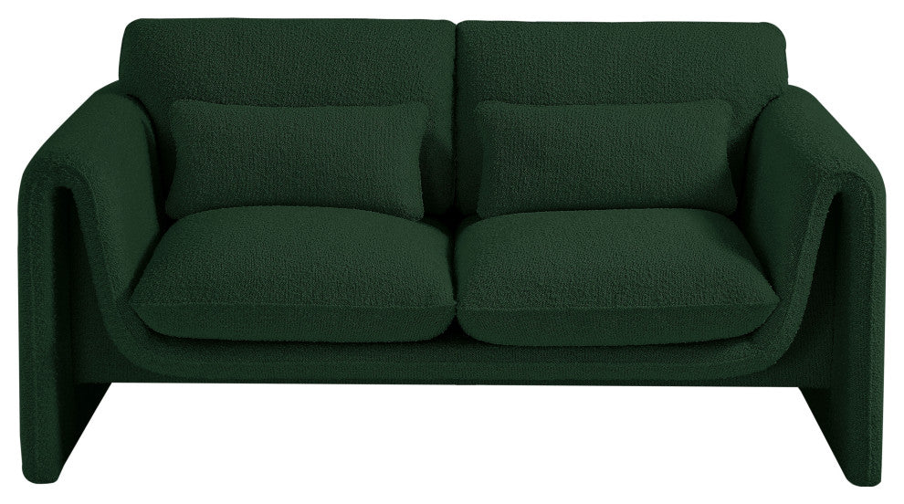 Stylus Boucle Fabric Upholstered Loveseat, Green