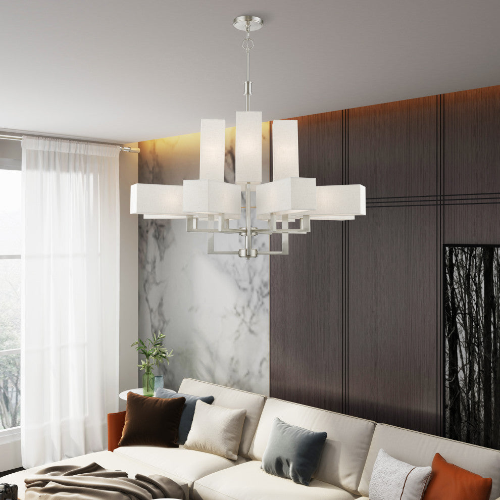 Rubix 12 Light Brushed Nickel Extra Large Foyer Chandelier