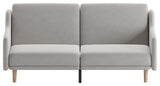 Delphine Premium Convertible Split Back Sofa Futon with Curved Armrests, Gray