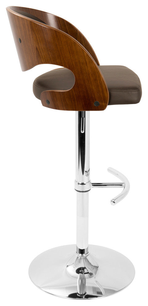 LumiSource Pino Barstool With Swivel, Walnut And Brown