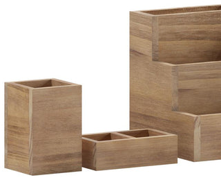 Comerford 3 Piece Metal and Wood Organizer Set, Rustic Brown
