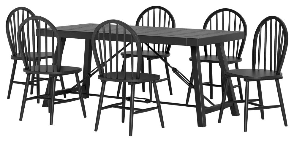 Southview Contemporary Iron and Wood 7-Piece Dining Set, Black