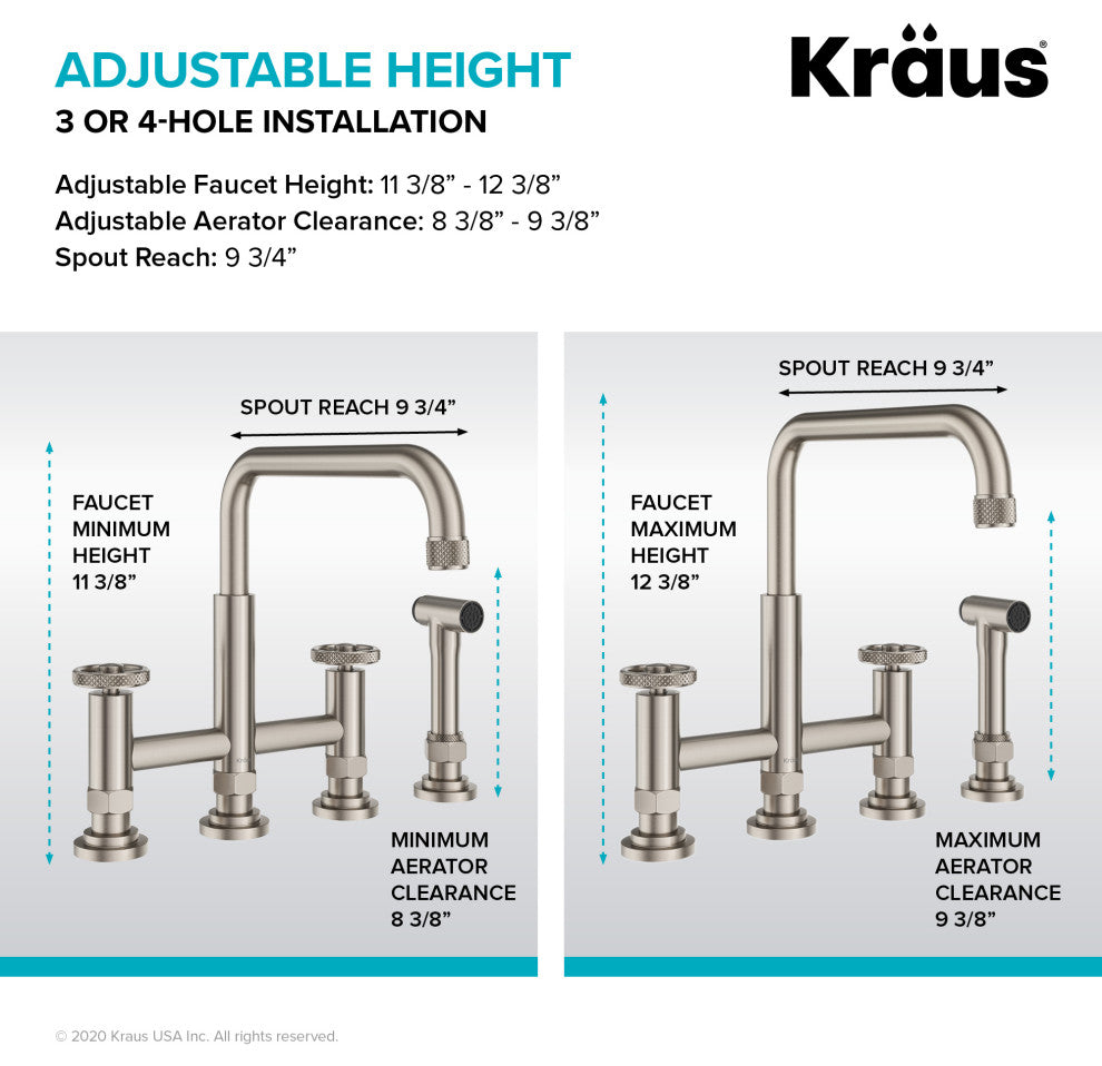 Urbix Bridge Kitchen Faucet, Spot Free Stainless Steel, Water Dispenser Ff-101