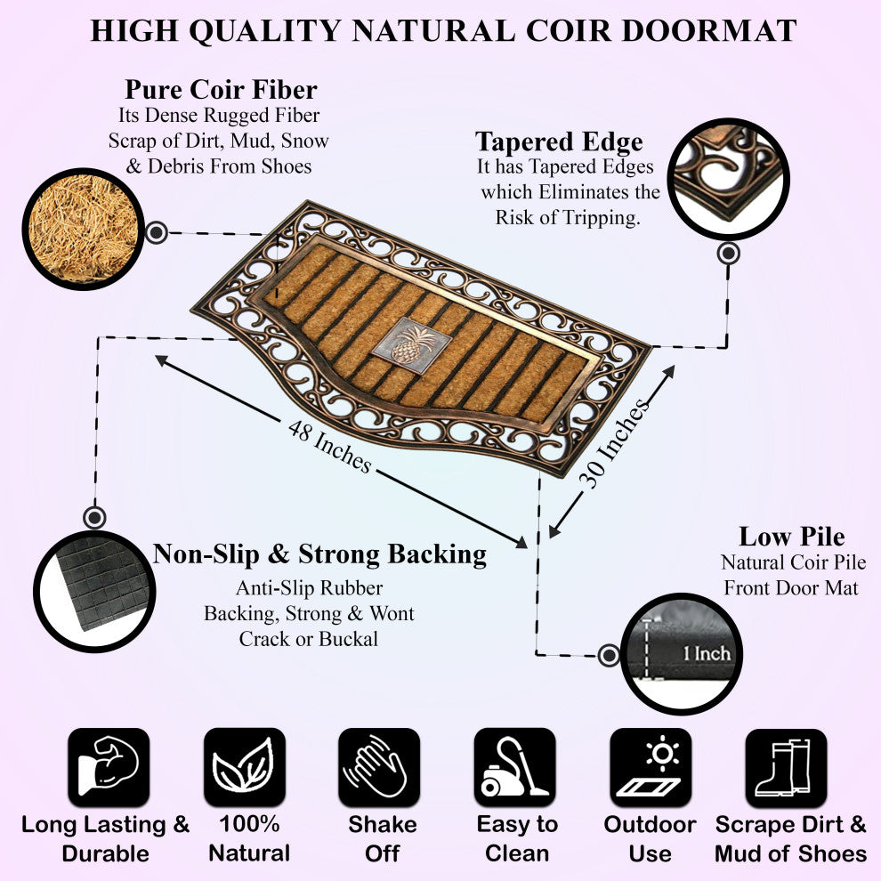 A1HC First Impression Natural Copper Finish Rubber and Coir Brush Mat, 30"x18"