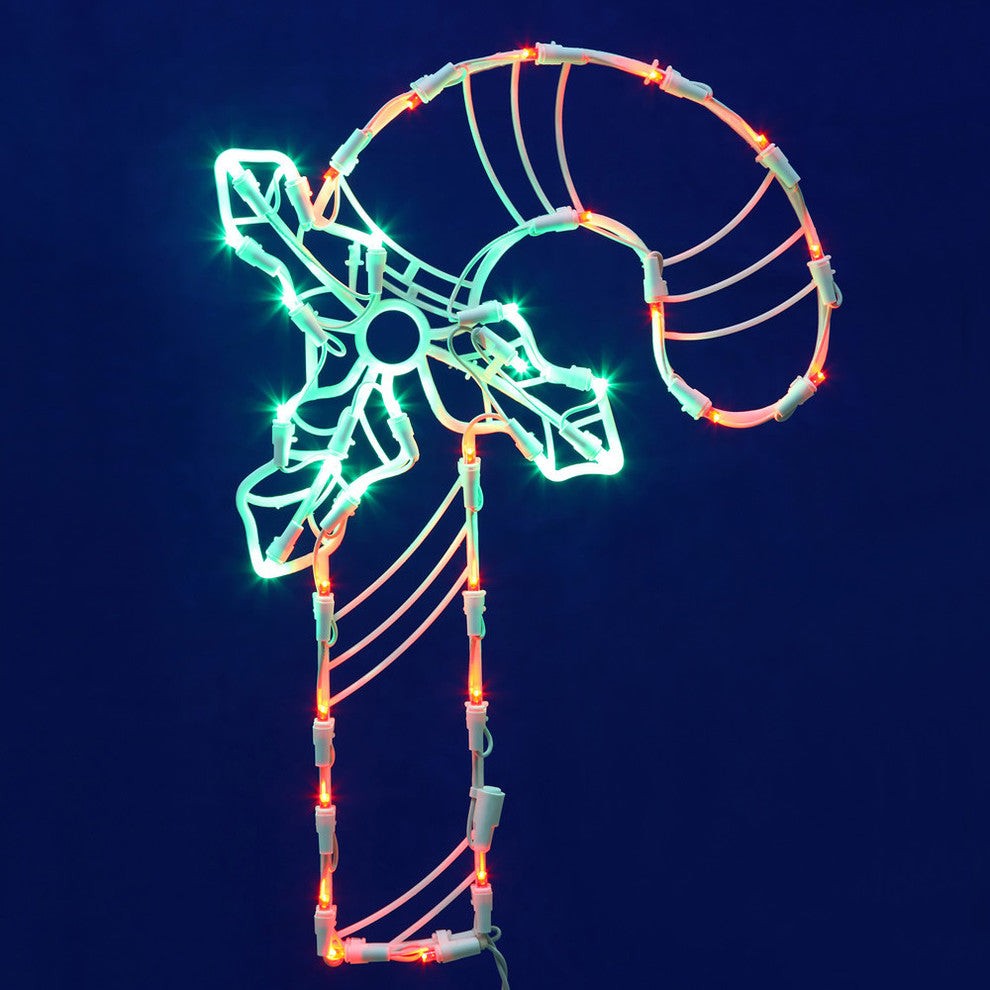 35Lt Ledcandy Cane Window Decor 17X11"
