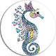 Colorful Seahorse Watercolor, Animal Painting Round Wall Art, 23"