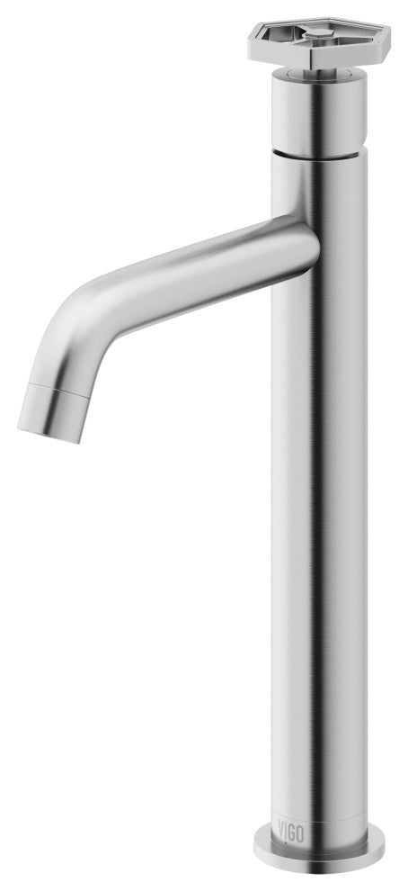 VIGO Ruxton 12" H Single Handle Single Hole Bathroom Vessel Faucet, Brushed Nickel