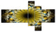 Dark Yellow Fractal Flower, Abstract Canvas Art Print, 60"x32", 5 panels