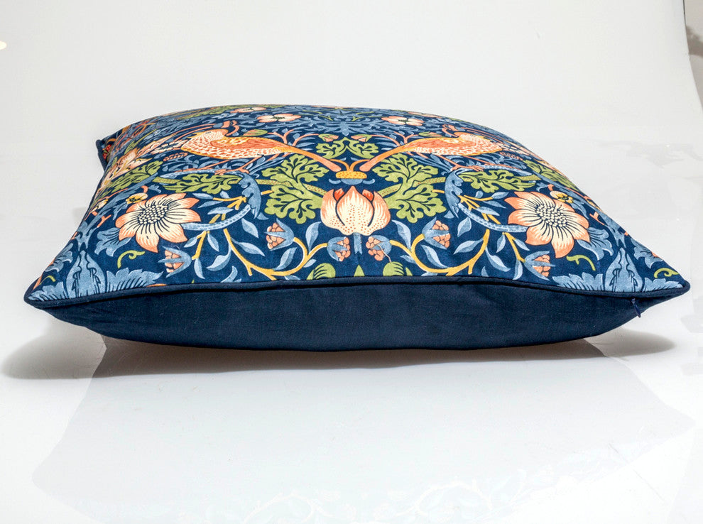 William Morris "Strawberry Thief" pillow cover, designer pillow cover, 24"x24"