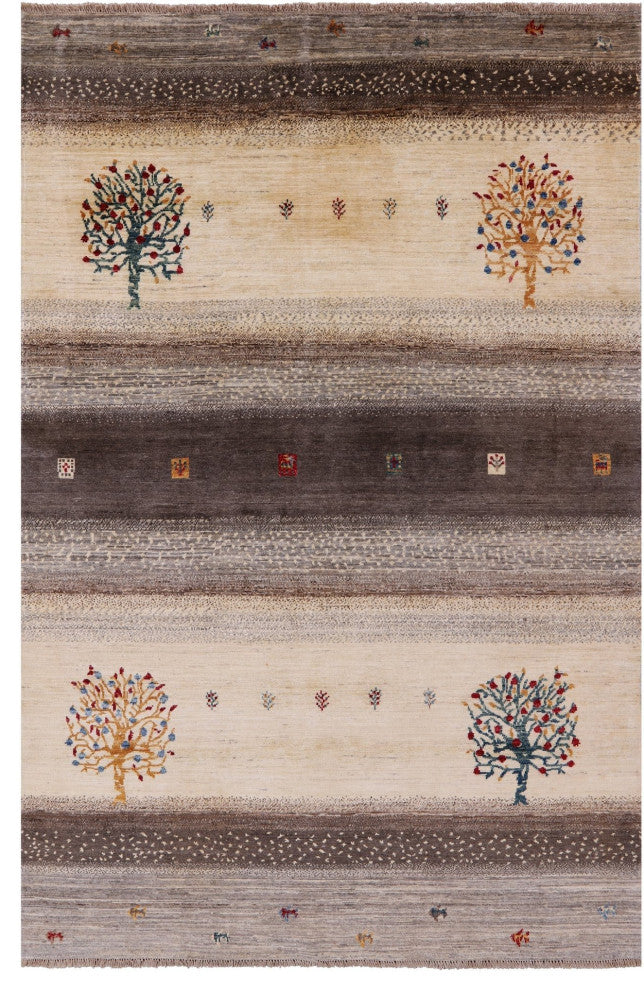 5' 3" X 7' 9" Handmade Tribal Persian Gabbeh Wool Rug - Q12422