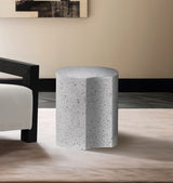 Dimple Terrazzo Pattern Iron End Table, White, 1-Piece: 18"Wx18"Dx20"H