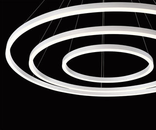 Spunto Oversized LED Small Ring Chandelier, Silver Finish With Opal Shade