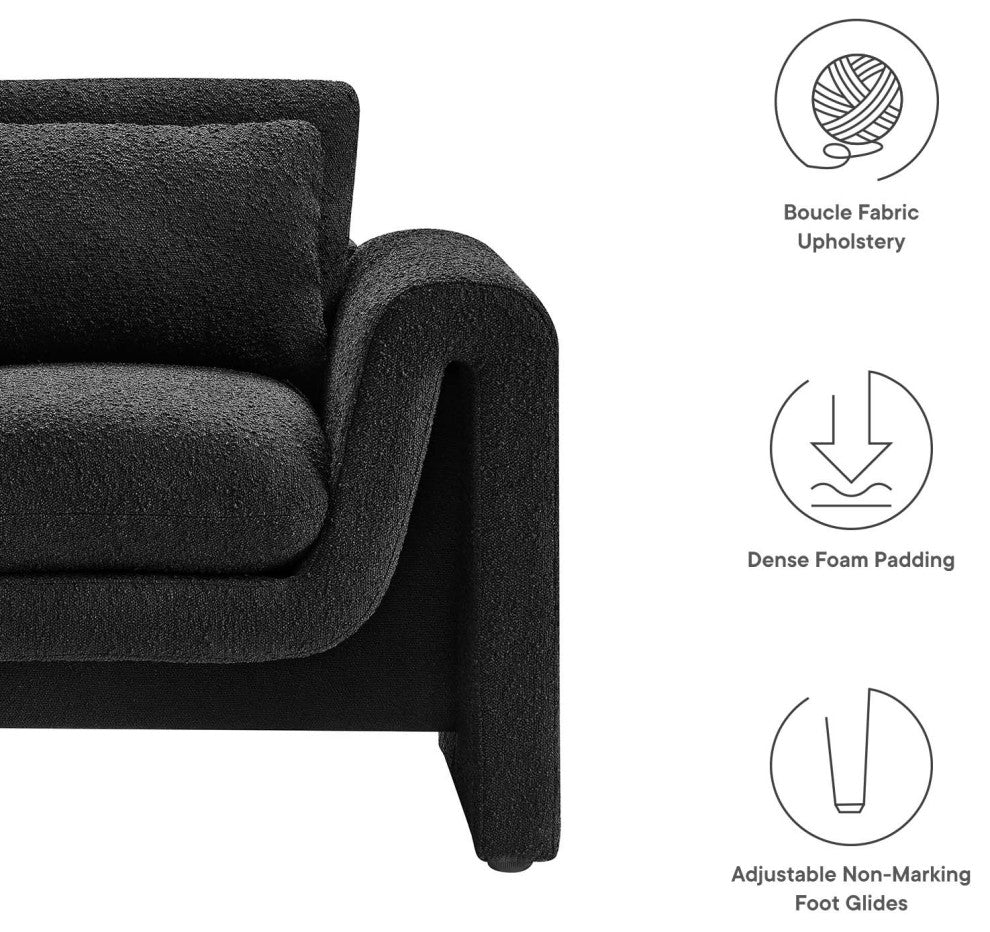 Waverly Boucle Upholstered Armchair - Black