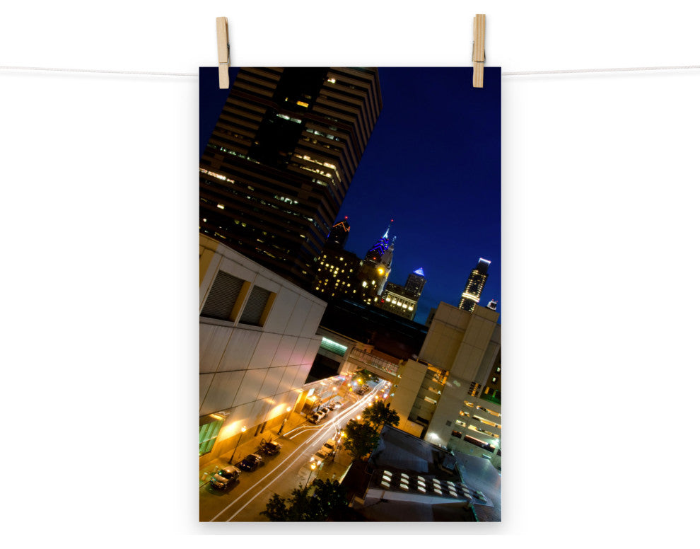 Light Trails in Philly Night Urban Landscape Photo Unframed Wall Art Print, 12" X 18"