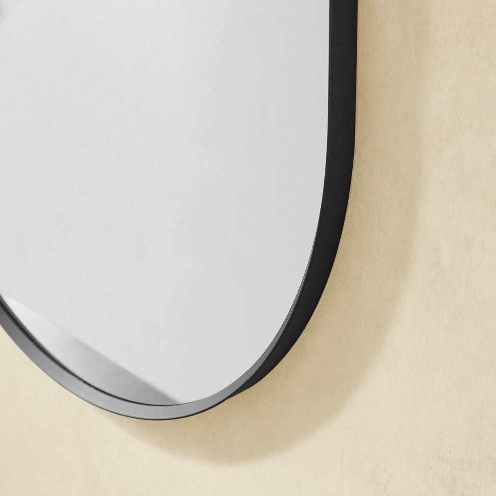 Ispra 36" Oval Bathroom/Vanity Aluminum Framed Wall Mirror, Matt Black