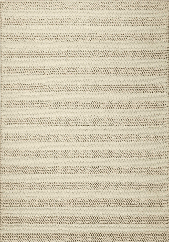 HomeRoots 8'x10' White Ivory Hand Woven Knobby Cornish Stripe Indoor Area Rug