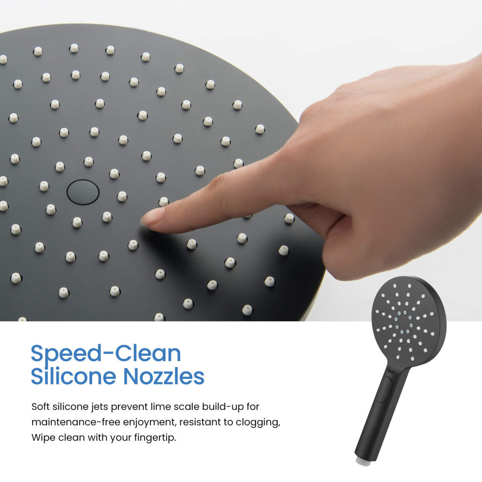 Circular Shower Column With Dual Function Shower Head, Matte Black, Without Rough in Valve