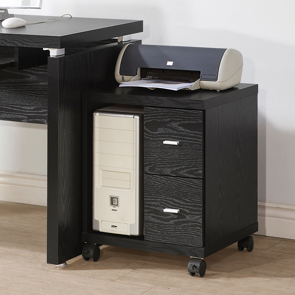 Coaster 2 Drawer CPU Stand, Black