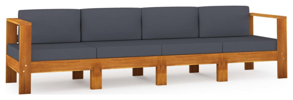 Vidaxl 4-Seater Garden Sofa With Dark Gray Cushions Acacia Wood