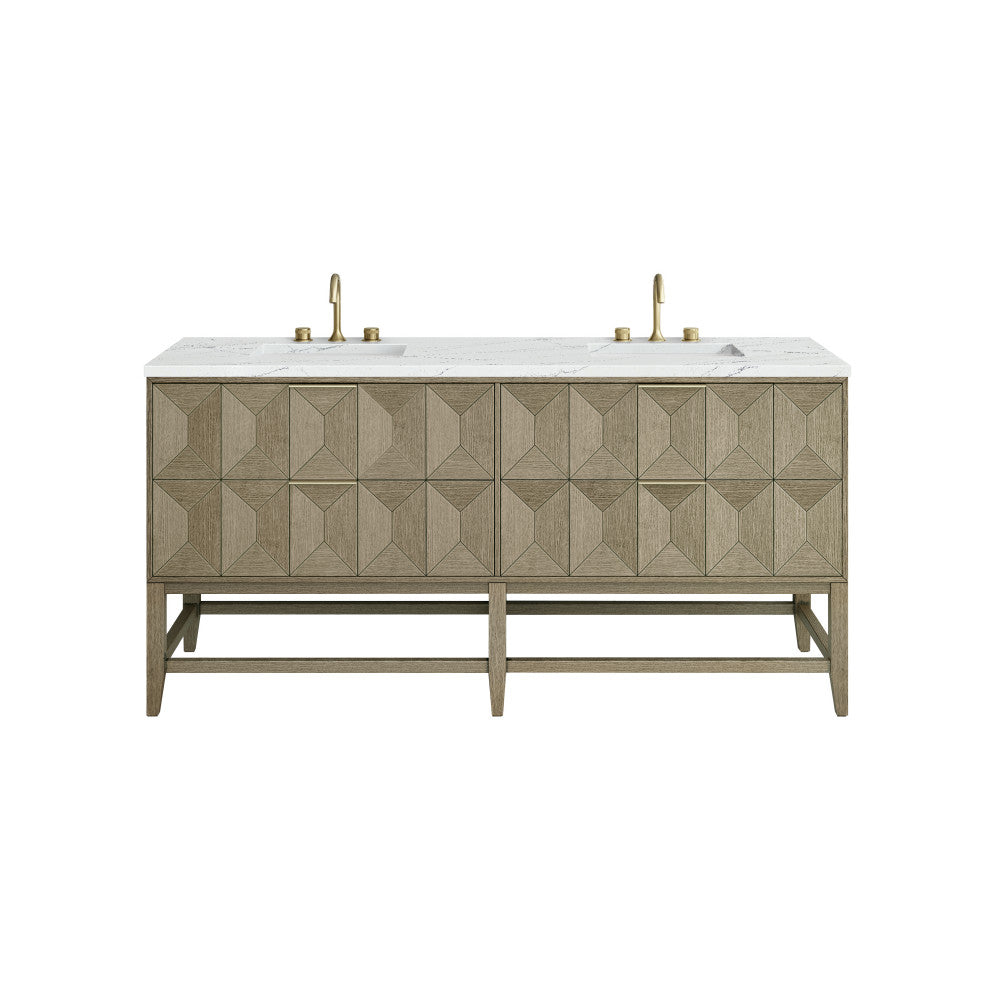 Emmeline 72" Double Vanity, Pebble Oak, Ethereal Noctis