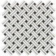 Thassos White Marble Polished Stanza Basketweave Mosaic Tile w/ Black Dots