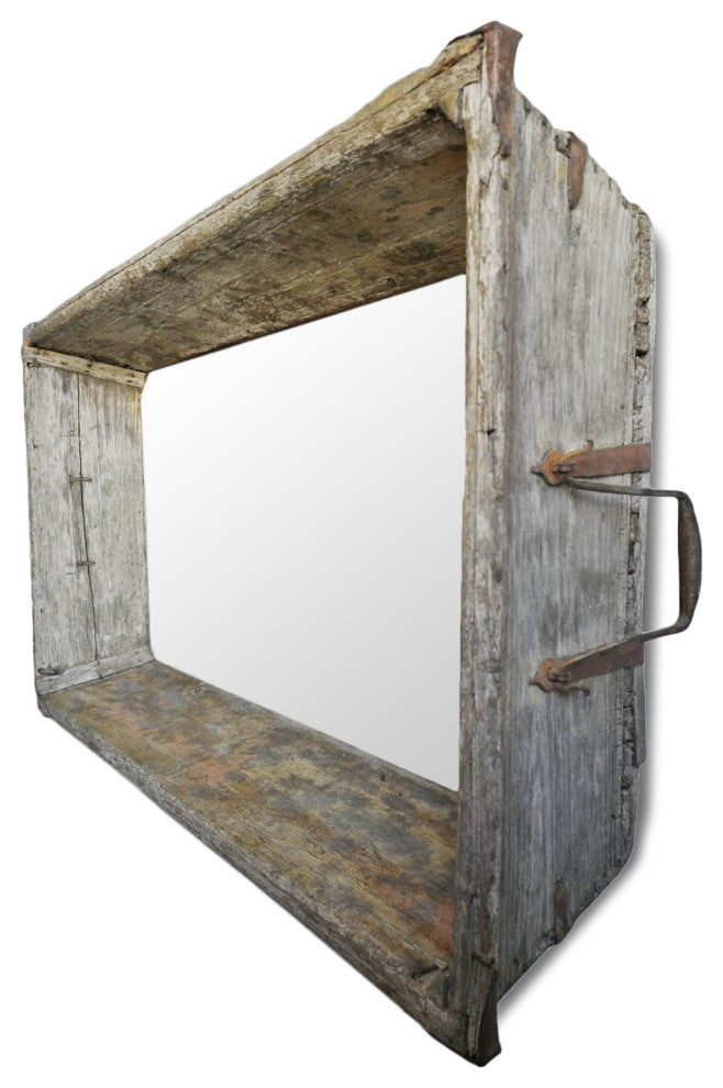 Vintage Wood Trough Mirror