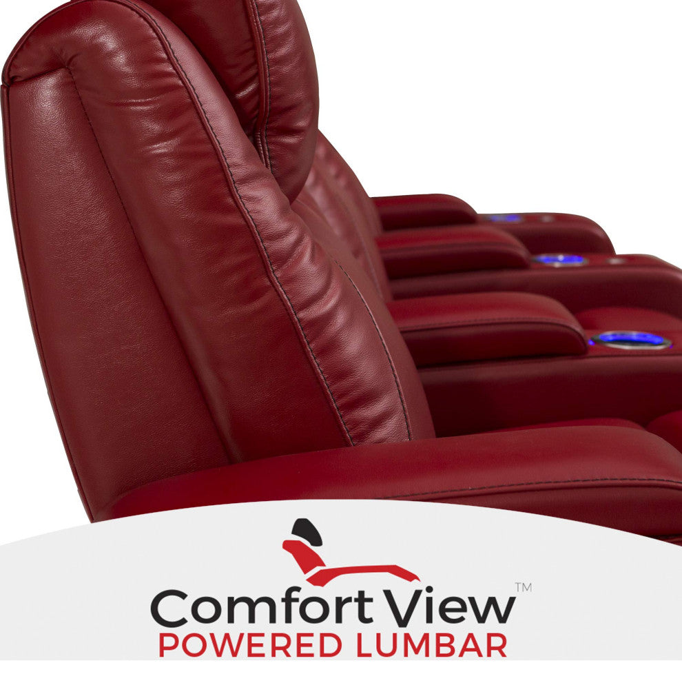 Seatcraft Equinox Home Theater Seating, Red, Row of 4