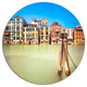 Traditional Buildings Of Venice, Landscape Round Metal Wall Art, 11"