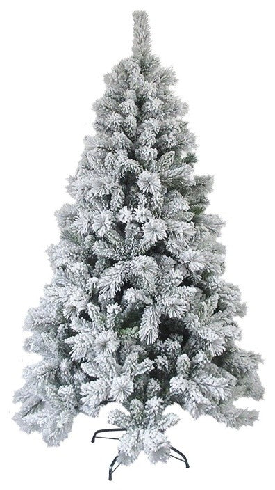 Aleko Snow Dusted Artificial Christmas Tree, 8' With Metal Stand