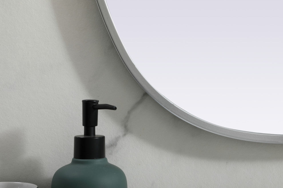 Metal Frame Oval Mirror 20X30 Inch, Silver