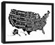 Simple US Map 16x20 Black Framed Canvas