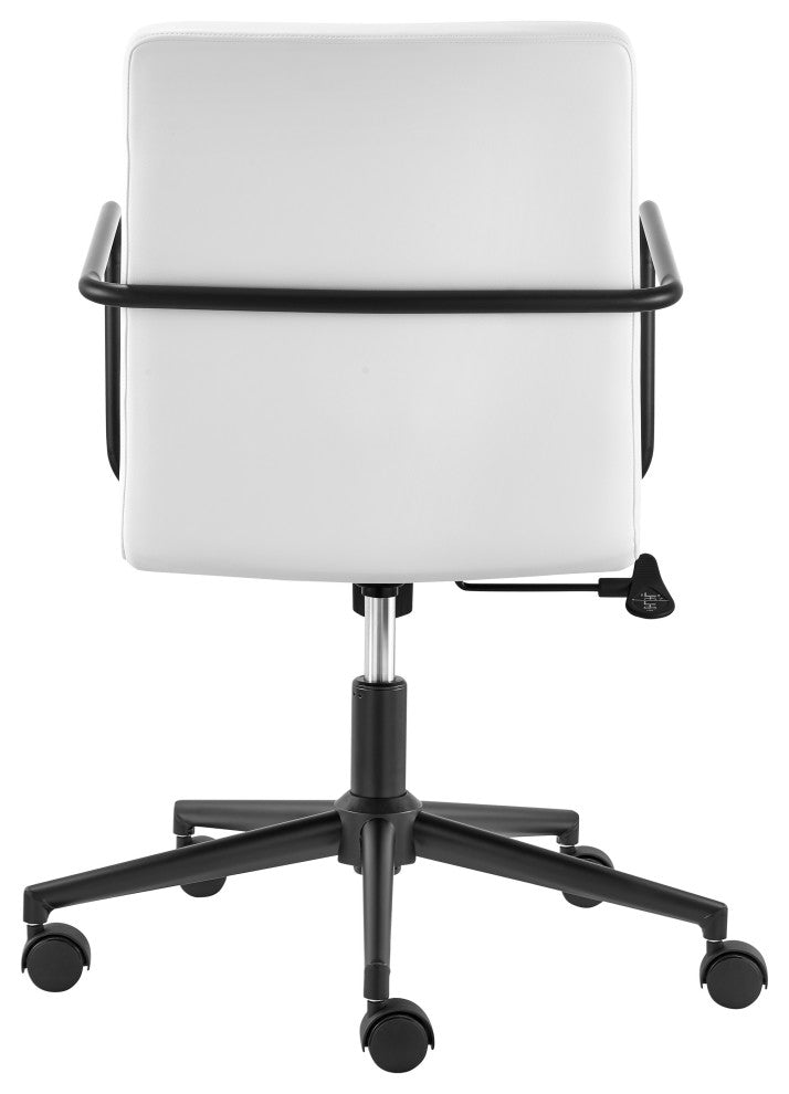Leander Low Back Office Chair, White With Matte Black Armrests/Base