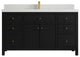 Sonoma 60 Single Sink Reeded Bathroom Vanity in Black 2" Carrara Quartz