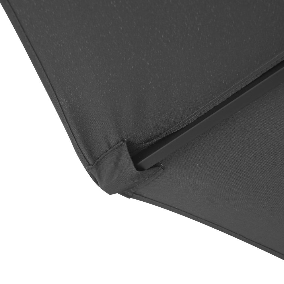LeisureMod Sierra Modern 9'' Market Patio Umbrella With Solar Powerd LED, Gray