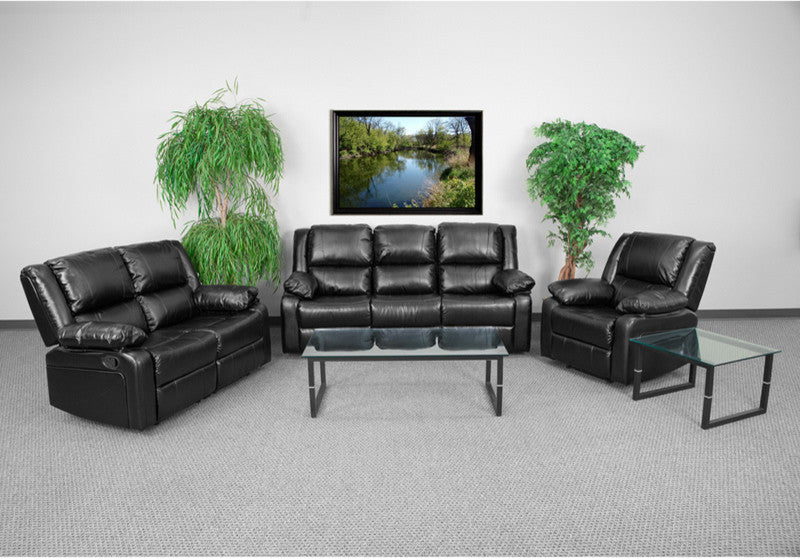 Harmony Series Black Leather Reclining Sofa Set