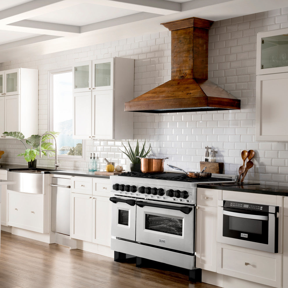 ZLINE 48" Dual Fuel Range, Stainless Steel With Matte Black Accents RAZ-48-MB