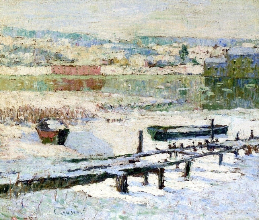 Ernest Lawson River in Winter, 20"x25" Wall Decal Print