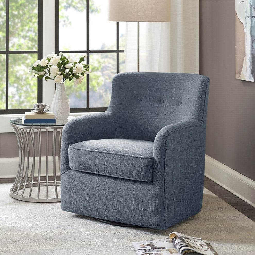 Madison Park Adele Mid Back Round Arm Motion Chair, Blue