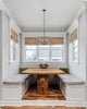 4 Light Farmhouse Chandelier Drum Pendant Light Fixture With White Wood Style