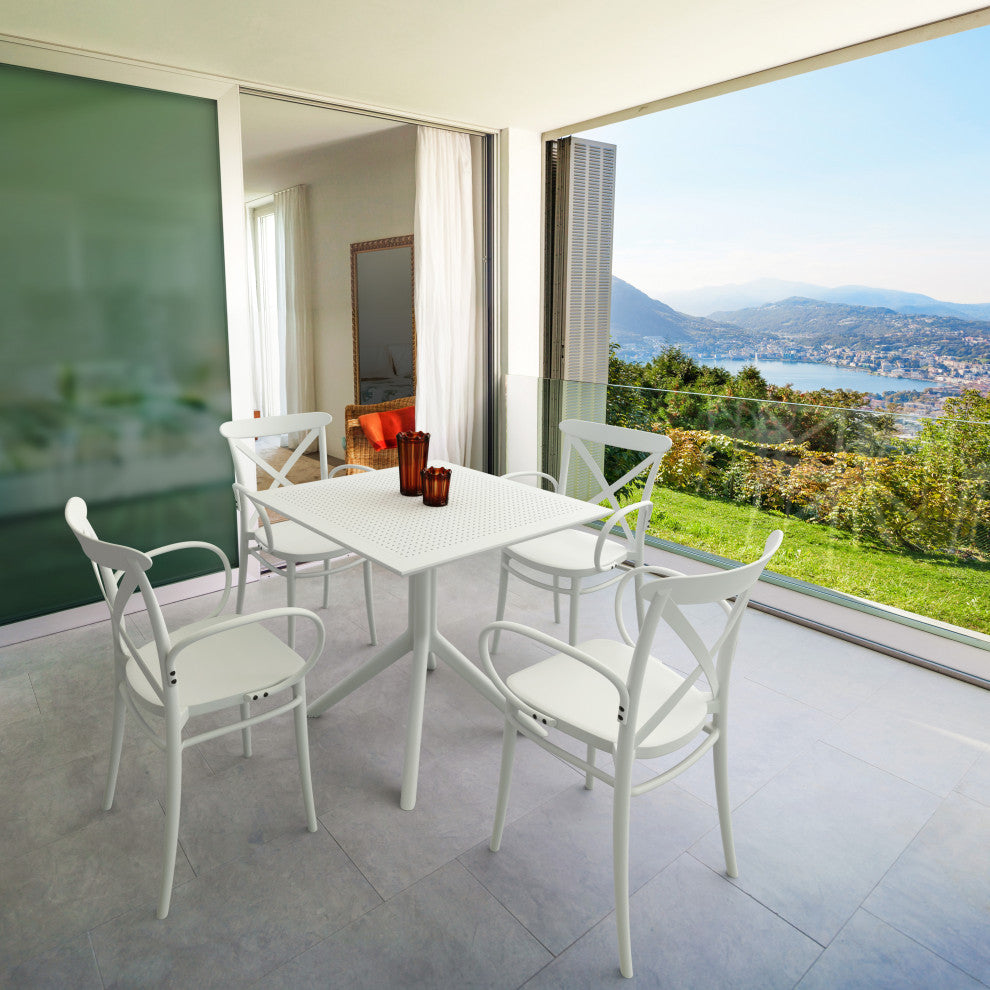 Cross XL Patio Dining Set With 4 Chairs White