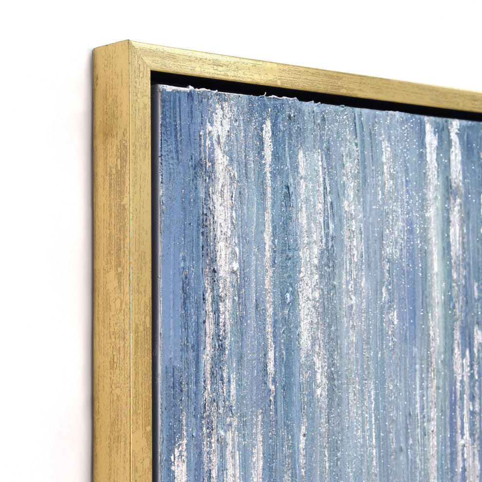 Frozen Rain Textured Metallic Hand Painted Framed Wall Art by Martin Edwards