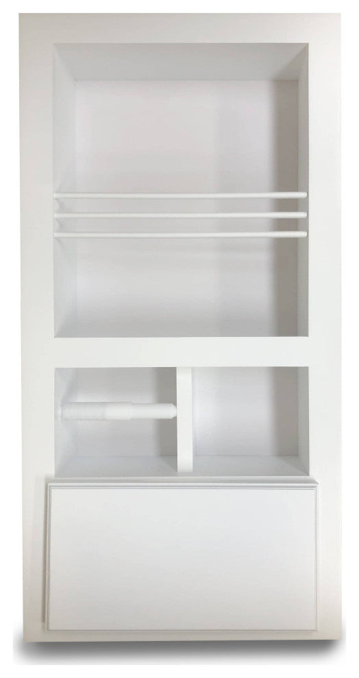 Montclair Combination Toilet Paper Holder Recessed Magazine Rack, White Enamel