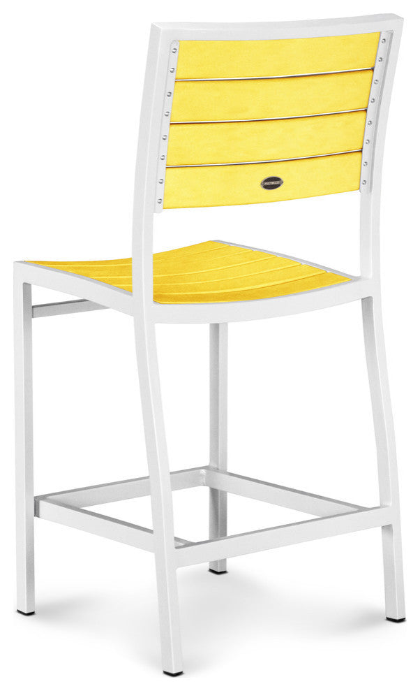 Euro Counter Side Chair, Satin White, Lemon
