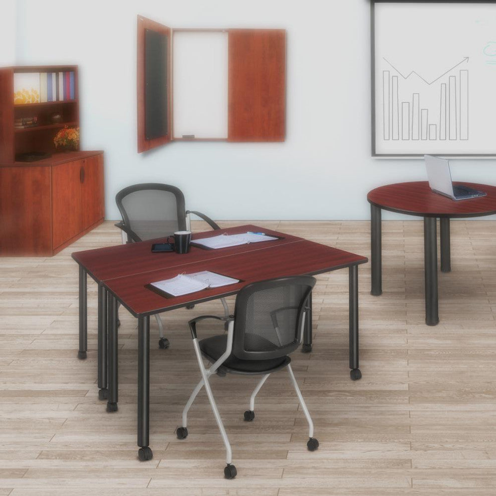 48 x 24 Kee Mobile Training Table- Mahogany/ Black
