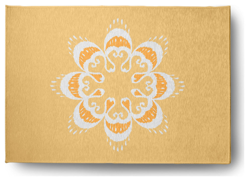 Ikat Mandala Chenille Rug, Sunshine Yellow, 5'x7'