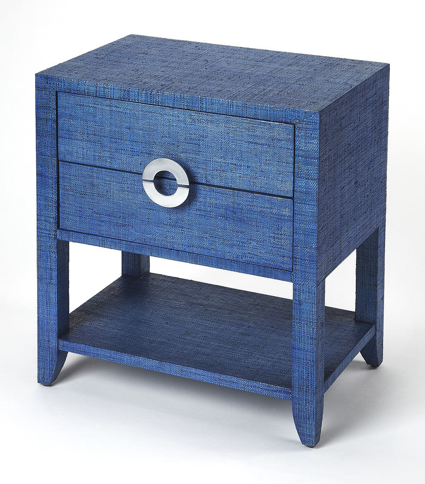 Amelle Blue Raffia End Table
