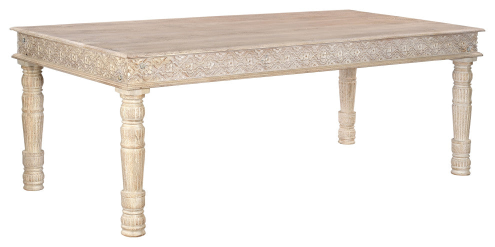 Wiley Carved Dining Table, White, 84" W
