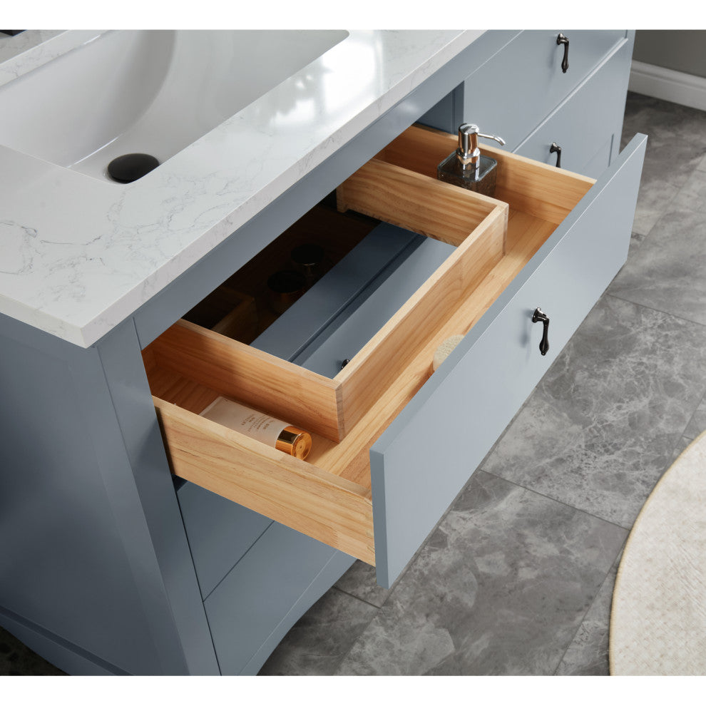 Legion Furniture WS2512 Series Bathroom Sink Vanity, Cadet, 60", Artificial Stone Top, Double Sink